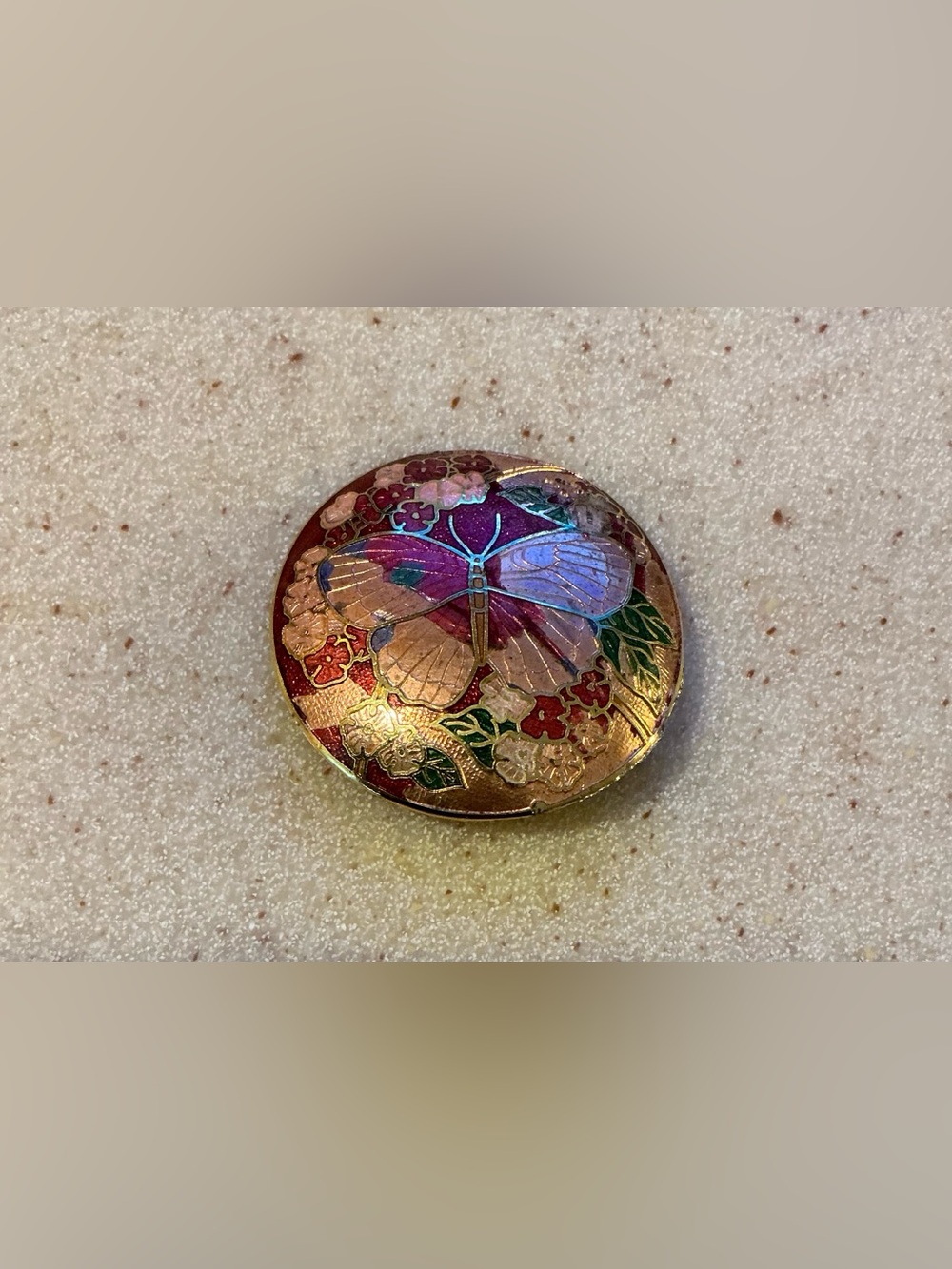 Enamel Butterfly Cloisonné Brooch - Pink, Purple, Green Accents